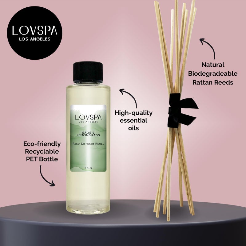 LOVSPA Sage & Lemongrass Diffuser Oil - Luxury Essential Oils for Diffuser Refill & Air Freshener Room Spray - Long-Lasting & Natural Home Fragrance, Scented Oil for Diffusers, USA Made, 4oz - Image 2